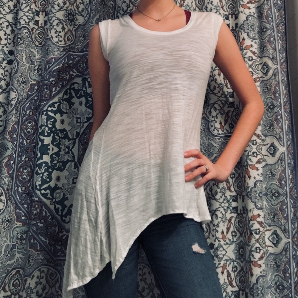 White Flowy Slanted Blouse